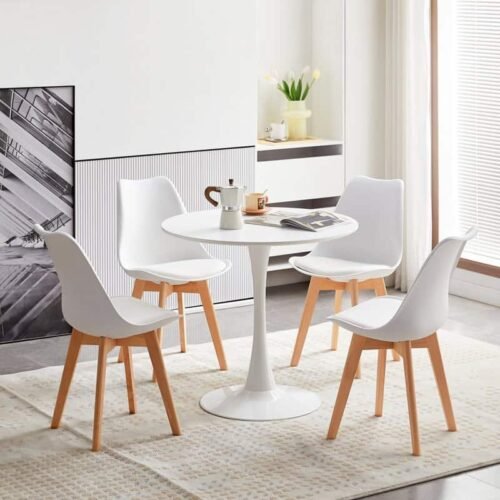 Cocktail table with four padded chairs