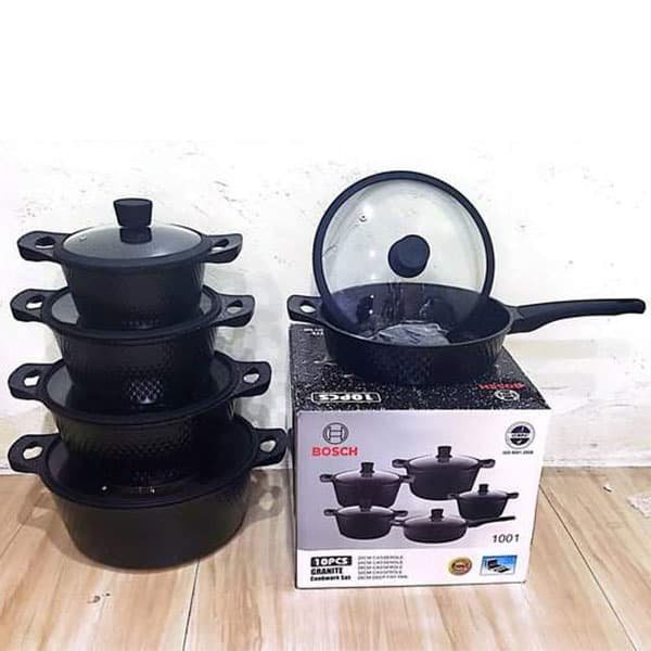 Bosch Cookware Set With Silicon Cover Glass Black