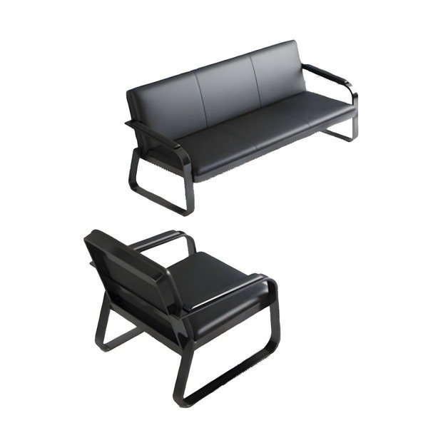 Black 5-Seater Office Waiting Sofa