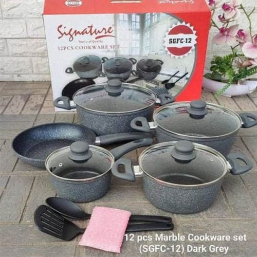 Marble Cooking Pots 12pcs- Forged Granite Marble