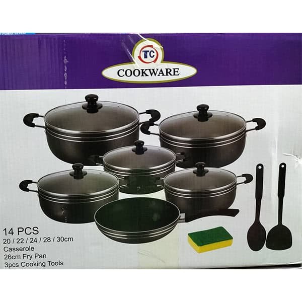 TC 14 Pieces Heavy Non-Stick Cooking Pot Sufuria Set