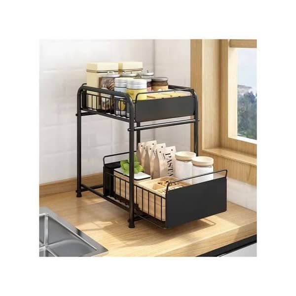 2 Tiers Metallic Multipurpose Rack