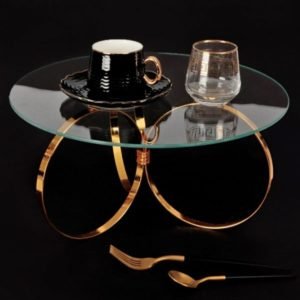 Round Glass Table with Spiral Stands