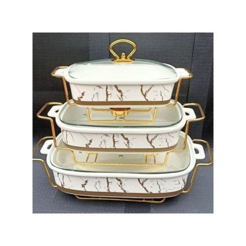 3pcs Ceramic Chaffing Dishes Set for sale
