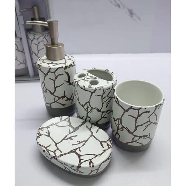 Marble Profile Ceramic 4 In 1 Bathroom Set