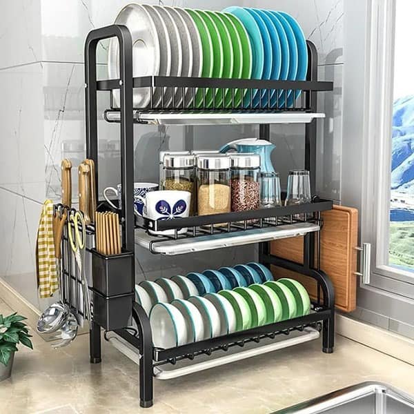 3 tier dish rack stainless steel