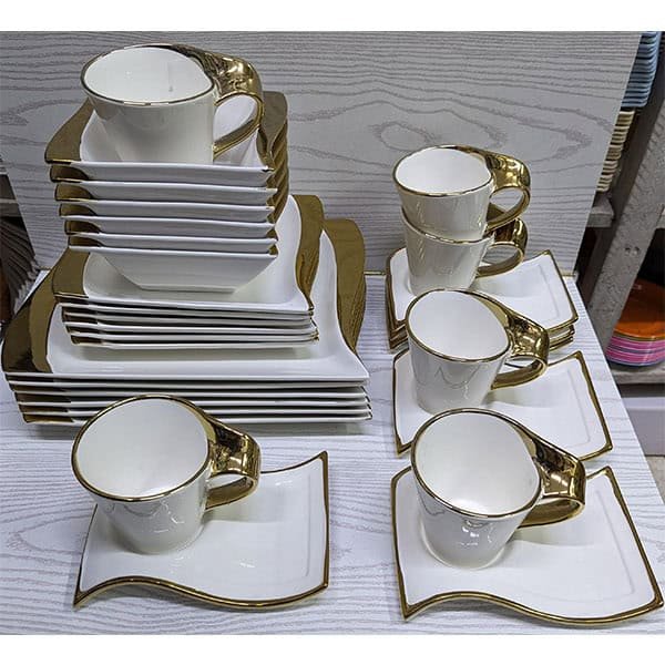 30pcs Wavy Ceramic White Dinner Set