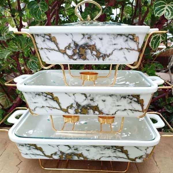 3pcs Ceramic Chaffing Dishes