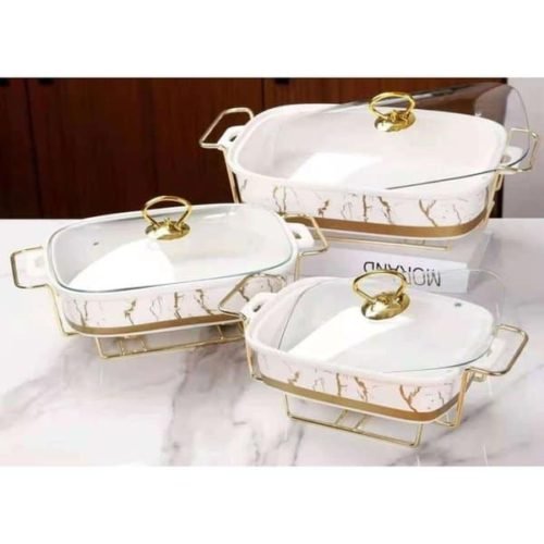 3pcs Ceramic Chaffing Dishes Set for sale