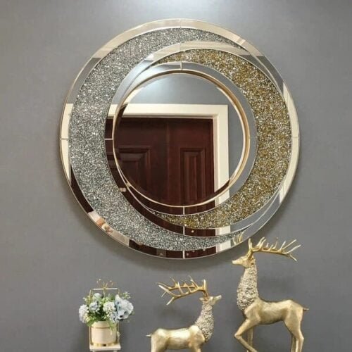 Round Crystal Diamond Decorative Mirror