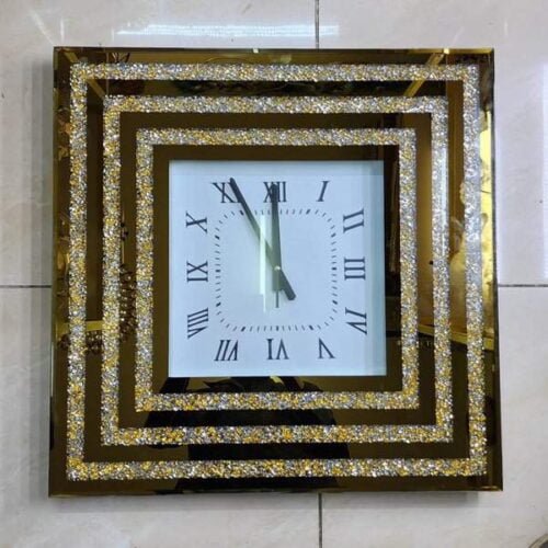 Gold Crystal Mirrored Decorative Wall Clock