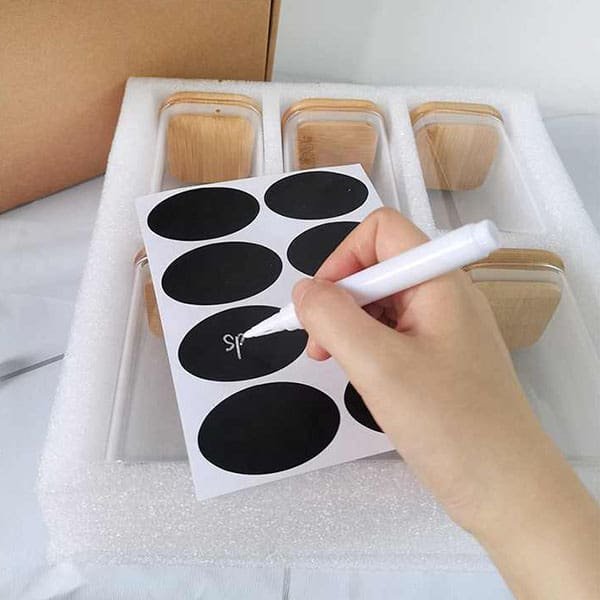 6-pack Square Glass Jars with Bamboo lid And Spoon 7