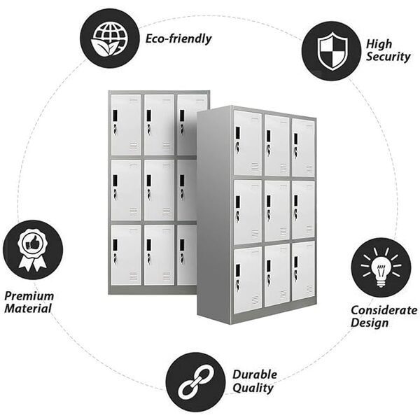 9-Locker Metallic Filing Office Cabinet