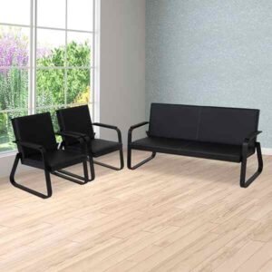 Black 5-Seater Office Waiting Sofa