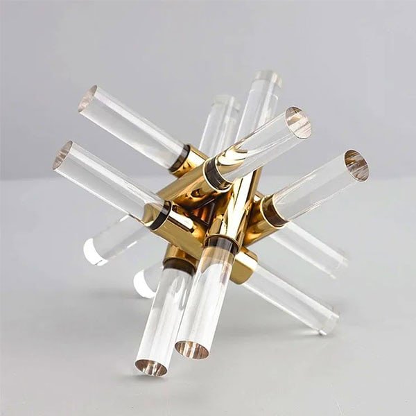 Acrylic Metal Gold Abstract Cube Figurines