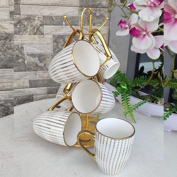 Ceramic Cups With Gold Decor