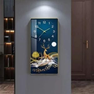 Crystal Porcelain Blue Decorative Wall Clock With A Glass Cover