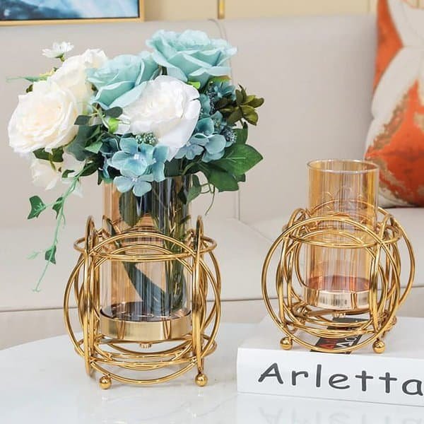 Golden Light Luxury Metal Flower Vase