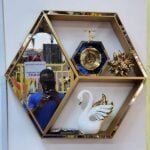 Hexagon Mirrored Decorative Wall Shelf