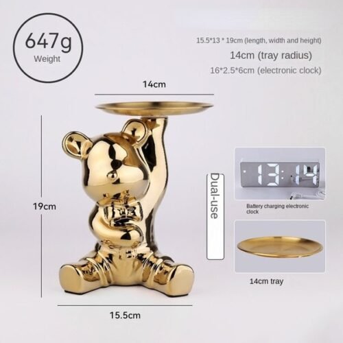 Bear figurine with clock