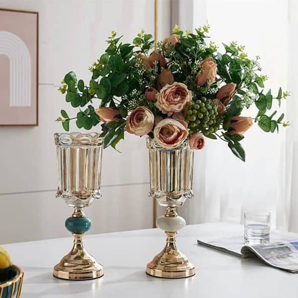Luxury Metal Glass Flower Vase