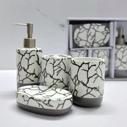 Marble Profile Ceramic 4 In 1 Bathroom Set