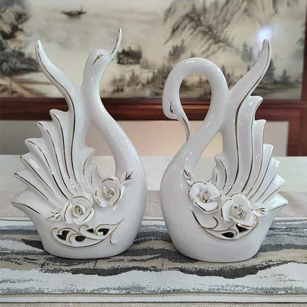 Ceramic Couple Swan Ornaments