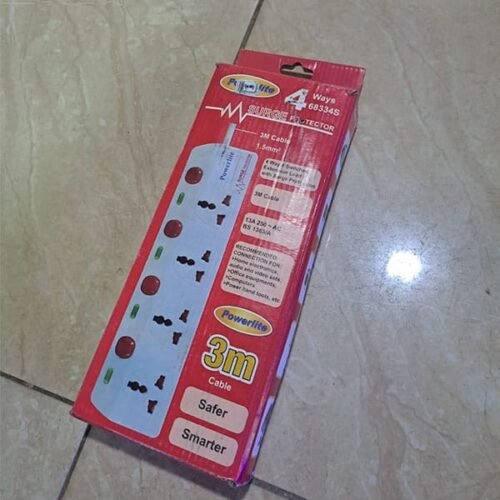 Powerlight 4way Red Switched Surged Protected Extension Cable