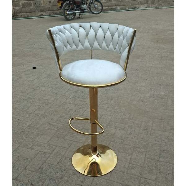 Velvet Swivel Bar Chair with Backrest