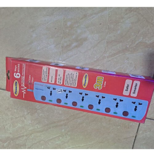 Powerlight 6way Red Switched Surged Protected Extension Cable