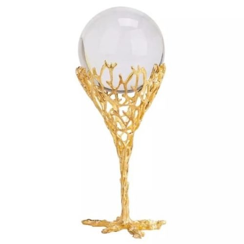 Decor Crystal Ball With Metallic Tree Frame Base