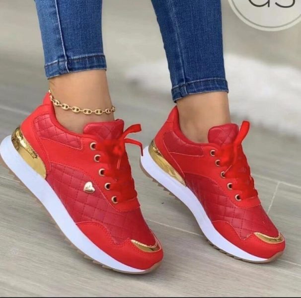 Ladies on sale red sneakers