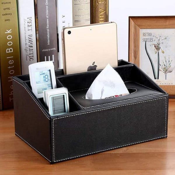 4in1 Leather Serviette Holder black