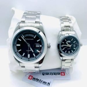 Swistrack Couple Watch Silver & Black