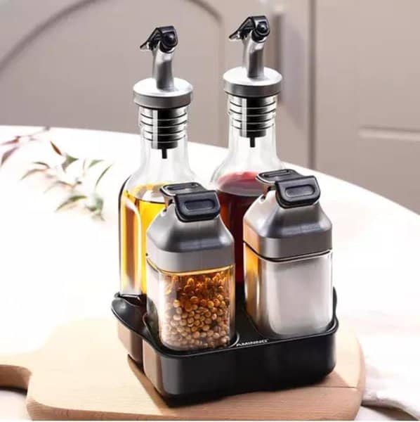 Oil Vinegar, Salt & Pepper Shakers -5piece
