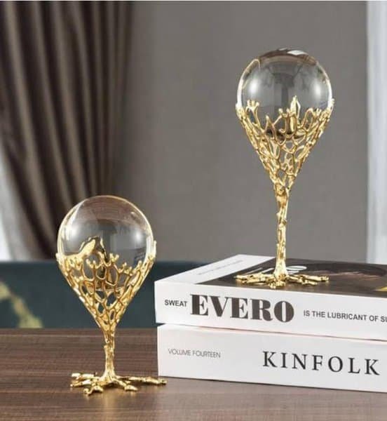 Decor Crystal Ball With Metallic Tree Frame Base