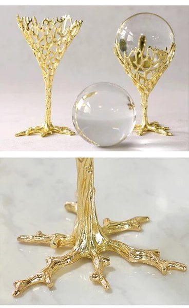 Decor Crystal Ball With Metallic Tree Frame Base