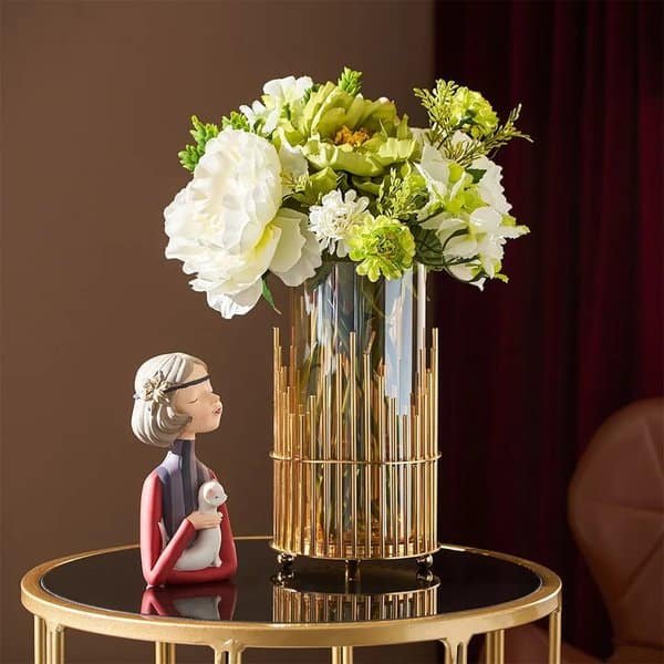 Gold Glass Flower Vase Home Decor