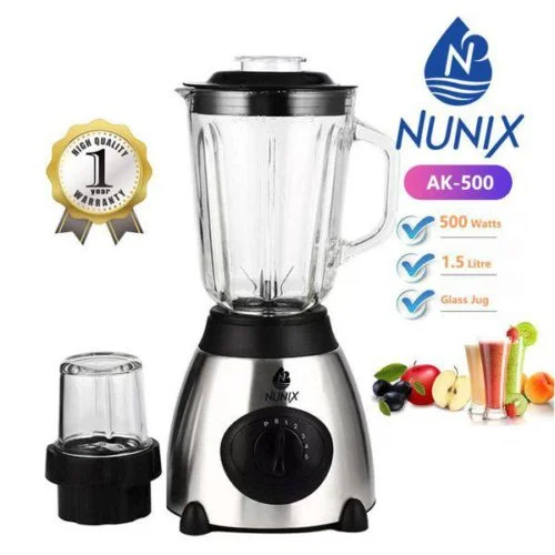 Nunix Blender-Ak 500 2 In 1 Glass Blender