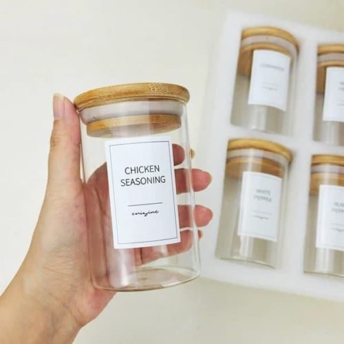 6-Pack Round Glass Spice Jar Containers
