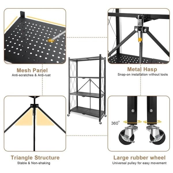 4 Tier Foldable Kitchen Rack