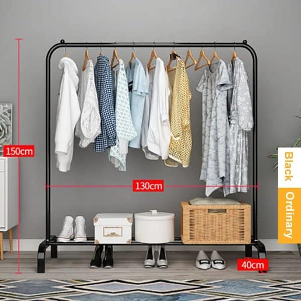 Single Pole Clothing Rack With Lower Storage