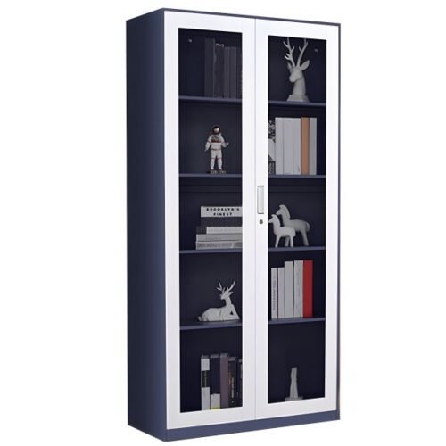 Metallic Steel Cabinet 2 Glass Doors