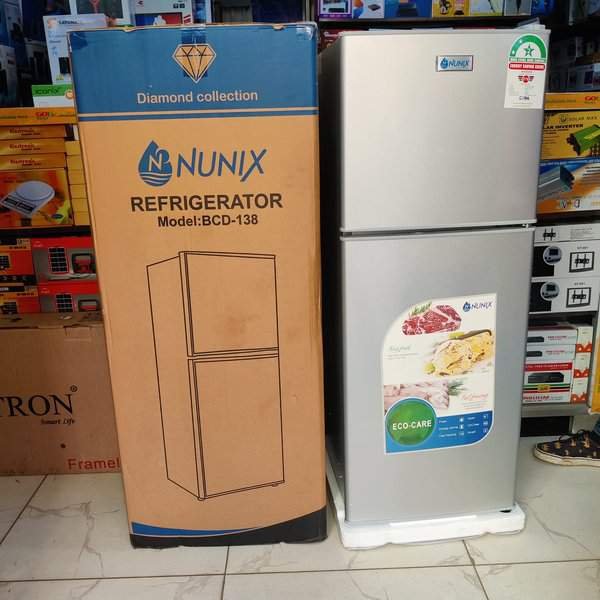 Nunix 138L Large Capacity Double Door Fridge -Silver