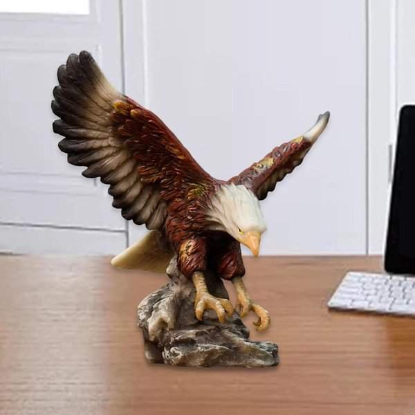 Creative Lucky Eagle Figurines Sculpture Ornament for Office Shelves Home Decor Gift