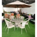 6-Seater Outdoor Dining Set + Umbrella
