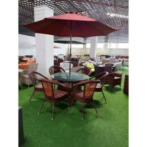 6-Seater Outdoor Dining Set + Umbrella