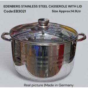 Edenberg Stainless Steel Casserole with Glass Lid