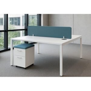 2-Way Workstation with Metallic Stands and Side Drawer
