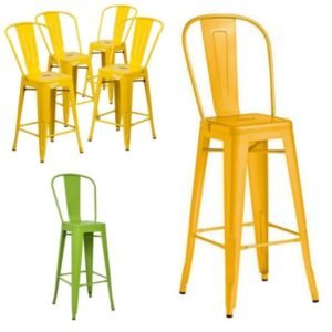 Strong Metallic Bistro High Back Stool with Back Rest